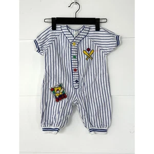 Vintage Baseball romper Boys 6-9 months infant sports themes Cubs patch bodysuit - Picture 1 of 11