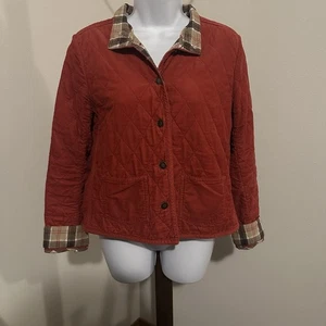 Charter Club Petite P/S rote gesteppte Cordjacke kariertes Futter Herbstmantel - Bild 1 von 9
