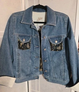 Upcycled J Jill Denim Jacket Womens Medium OOAK - Picture 1 of 11
