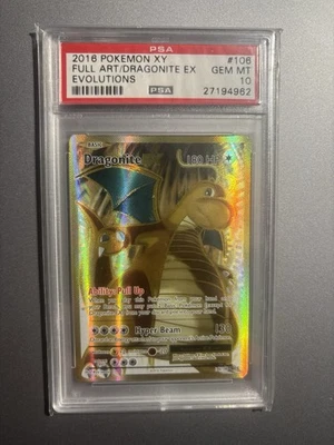 XY Evolutions Dragonite EX Full Art Holo Card 106/108 PSA 10 - Image 1 of 2