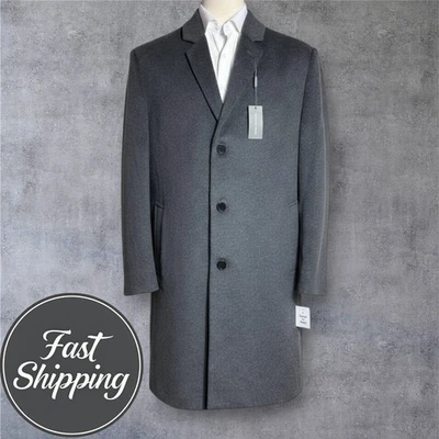 $495 Michael Kors Men's 48R Gray Wool Cashmere Overcoat 3-Button Classic Coat - Image 1 of 4