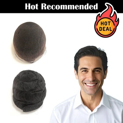 Sistema completo de peluquería de encaje alemán súper transpirable para hombre Toupee cabello humano real Foto 1 de 4
