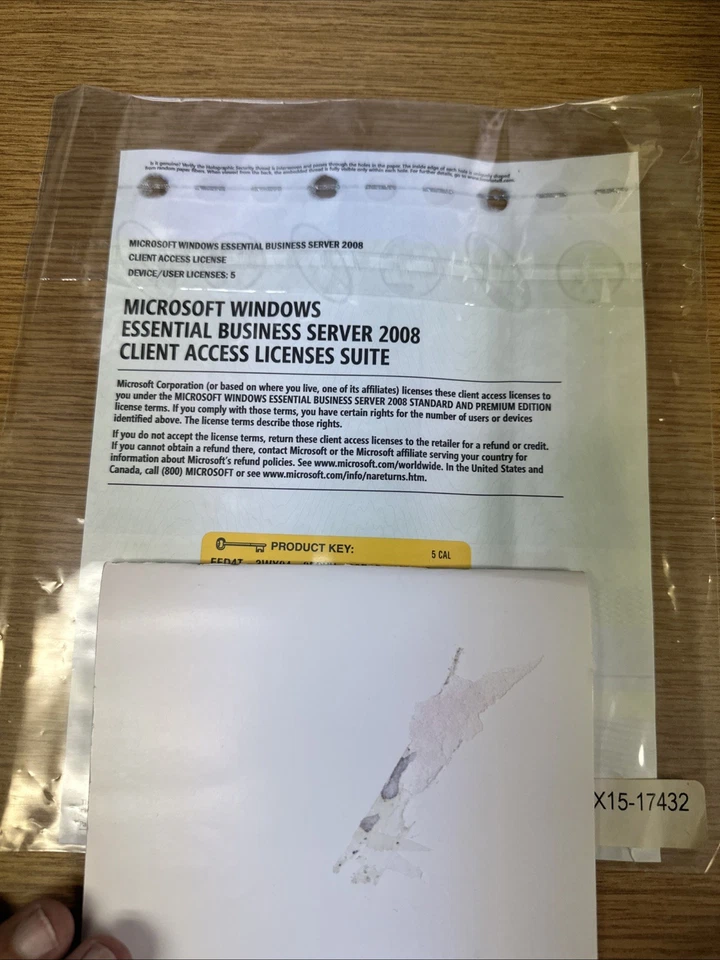 MICROSOFT WINDOWS ESSENTIAL BUSINESS SERVER 2008 CLIENT ACCESS LICENSES -PREOWND - Image 1 of 1