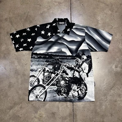 Dragonfly Shirt Medium Black Easy Rider Fonda Motorcycle Stars Stripes Flag Y2K - Image 1 of 4