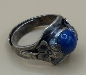 Vintage Sterling Ring verstellbar mit Blumenmuster - Bild 1 von 8