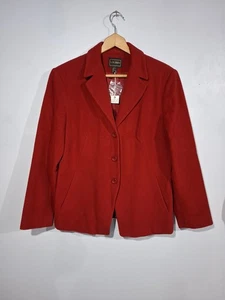 Louben Damen gebrannt rot Knopf Wolle Kaschmir Mischung Jacke Blazer Größe 12 Büro  - Bild 1 von 21