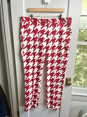 Pantalones de golf Loudmouth para hombre talla 40x32 pata de gallo rojo blanco chino elástico Foto 1 de 4