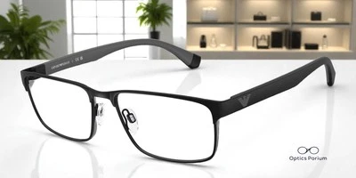 Lente de demostración rectangular negra mate EMPORIO ARMANI EA1105 3014 54 mm para hombre Foto 1 de 4