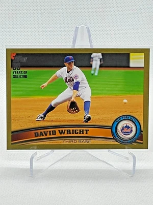 2011 Topps DAVID WRIGHT /2011 Gold Parallel Card #15 Mets Baseball SP 60 Years - Image 1 of 2