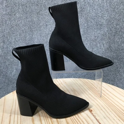 Steven Boots Mujer 6 Nixie Tejido Informal Tirar en Bloque Tacones Calcetín Botín Negro Foto 1 de 4