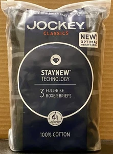 NEW ~ Jockey Classics ~3-Pair Men's Full Rise Boxer Briefs Black ~ Sz 2XL 44-46 - Picture 1 of 4