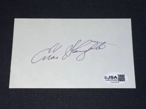 Enos Slaughter Signed 3x5 Index Card JSA COA Cardinals Yankees - Picture 1 of 2