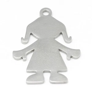 22.5x17.5mm Girl Silhouette Stainless Steel Pendants - Picture 1 of 8