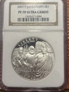 Very Nice 2007 P Jamestown PF70 Ultra Cameo Commemorative Silver Dollar - Picture 1 of 2