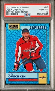 2022-23 O-Pee-Chee Platinum Alex Ovechkin Retro Blue Traxx #R-5 /199 PSA 10 - Picture 1 of 2