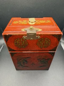 Vintage rote chinesische Schmuckschatulle - RAR - Bild 1 von 12
