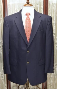 Jos A Bank 44 R navy blue brass button 100% wool sport coat blazer flawed w4j1* - Picture 1 of 7