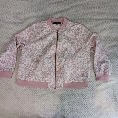 Chaqueta Mujer Victoria Beckham 1 X Rosa Bordada Blanco Paisley Girly Bomber Foto 1 de 4