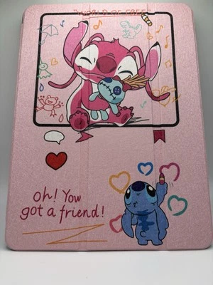 New Disney 11” iPad Case Cover Tri Fold Front Lilo And Stitch W/Angel - Image 1 of 4