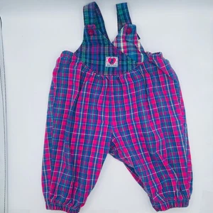 Verdadero Mono a Cuadros OshKosh B’Gosh Vestbak EE. UU. Rosa Púrpura Algodón 18 meses Usado en Excelente Condición - Imagen 1 de 9