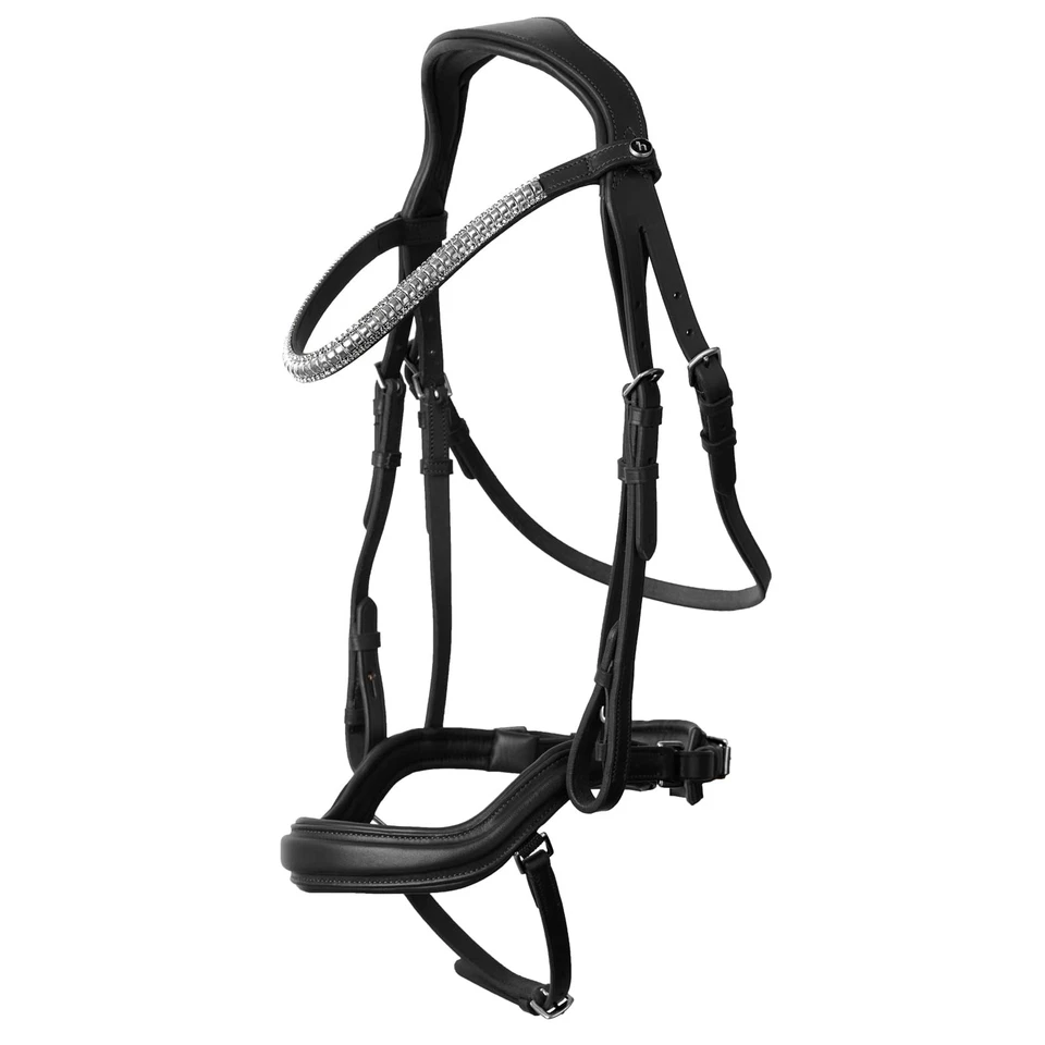 HORZE Highbury Anatomical Crystal Dressage Bridle - Black - Horse - Image 1 of 1