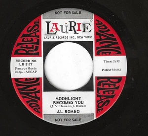 AL ROMEO/GROUP 45RPRM '63 LAURIE MOONLIGHT BECOMES YOU DOO WOP BALLAD PROMO M- - Picture 1 of 1