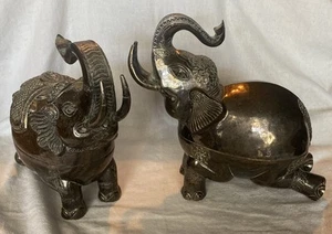 Two Large Vintage Indian Silver Plated Repousse Elephant Statue Trinket Boxes - Picture 1 of 24