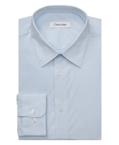 Calvin Klein Mens Regular fit Dress Shirt XXL 18 in 34-35 Blue Geometric - Picture 1 of 2