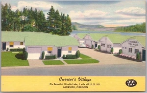 Vintage 1940s LAKESIDE, Oregon Postcard CURRIER'S VILLAGE / Colourpicture Linen - Picture 1 of 2