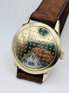 1950's Elgin GOLD Filled Direct Read "Golf Ball" Mens Jump Hour Watch CAL. 717 - Picture 1 of 21