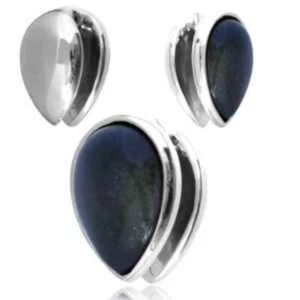 PAIR 5/8" INCH GOLDEN OBSIDIAN WHITE BRASS EAR WEIGHTS PLUGS GAUGE EARRINGS - Picture 1 of 1