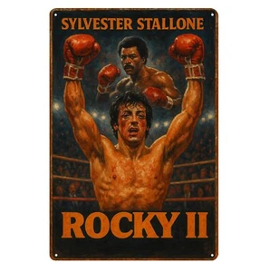Rocky 2 Sylvester Stallone Movie Metal Poster -Collectable Sign -Size:20x30cm - Picture 1 of 4