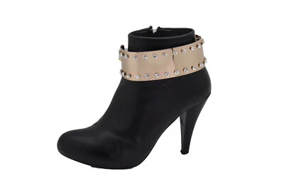 Women Gold Metal Bling Plate Chain Boot Bracelet Shoe Charm Anklet Elegant Fancy - Image 1 of 4