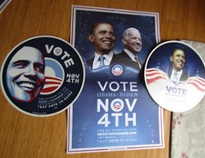 President Barack Obama &  Biden Campaign Poster & 2 Clings Print 2008  24 x 15”