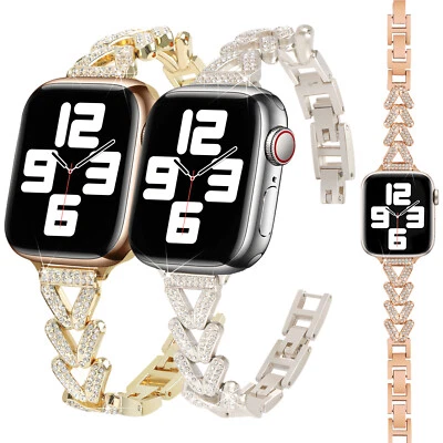 Pulsera pulsera con correa de metal brillante para Apple Watch Series 38/41/42/44/45/49 mm Foto 1 de 4