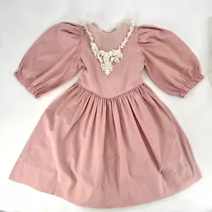 Mini World Party Pageant Dress Pink Puffy Sleeves Vtg USA Ruffles Girls Sz 5 - Picture 1 of 7