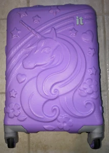 child ADULT Purple Unicorn IT Luggage 18" Hardside 4 Wheel Carry On 360 Spinner - Picture 1 of 5