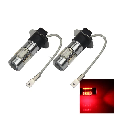 2x Red RV H3 Fog Blub Tail Lamp 5 Emitters COB SMD LED IEC7004-47 H062 - Image 1 of 4