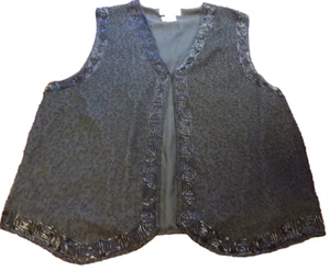 Vtg FAB Beaded Silk Vest Sz M Rafaella Special Occasion Cocktail Geometric solid - Picture 1 of 10