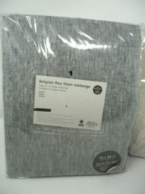 West Elm Belgian Flax Linen Melange Drape Curtain 48x96 blackout multiples Slate - Image 1 of 2