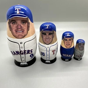 Muñecas anidadoras Texas Rangers 2004 vintage Blaylock, Young, Teixeira y Soriano - Imagen 1 de 12