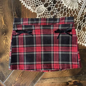 NWT Copper Key Skirt Girls 5 Tartan Plaid Black Red Velvet Bow Pull On NEW - Picture 1 of 5