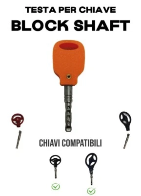 TESTA DI RICAMBIO IMPUGNATURA PER CHIAVE BLOCK SHAFT PLASTICA COLORE ARANCIO v2
