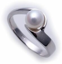 Women's Ring Real White Gold 585 Pearl 0 1/4in Shiny 14kt 585er- Gold