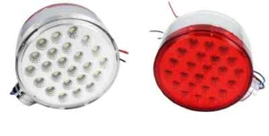 Set 2 Bezel Red White LED 24V Round Roof Side Marker Lights Universal fit - Picture 1 of 5