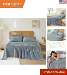 Exquisite 4-Piece Silk Sheets Set with Zipper Closure for Comfortable Sleep - Picture 1 of 10