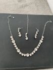 asian pakistani silver necklace set with earrings and tikka 