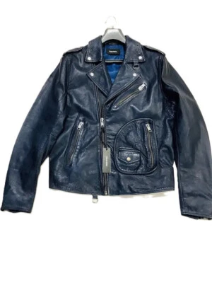 $1400 Diseñador DIESEL Hombres Moto Multizipper Motociclista Cuero Corredor Chaqueta L Foto 1 de 4