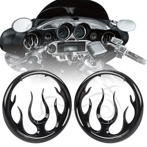 Black Flame Speaker Grills Cover For Harley Touring Electra Street Glide FLHT US - Foto 1 di 11