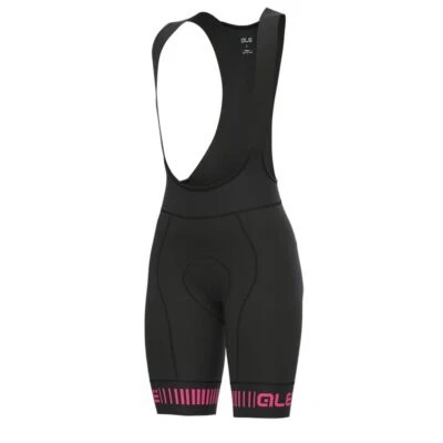 ALE Womens Cycling Bib Shorts - Strada PR-R - Padded, Black/Pink L13151518 - Image 1 of 2